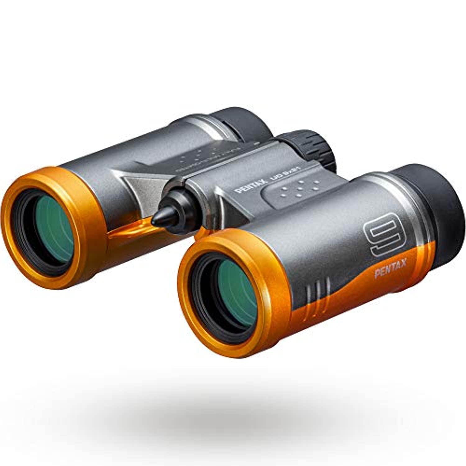 PENTAX Binoculars UD 9x21 Gray and Orange Lightweight Body