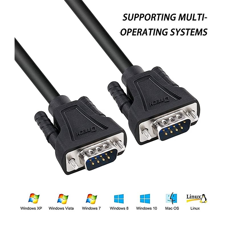 5 Feet DB9 9 Pin Serial Cable Male to Male RS232 Straight Through Cord