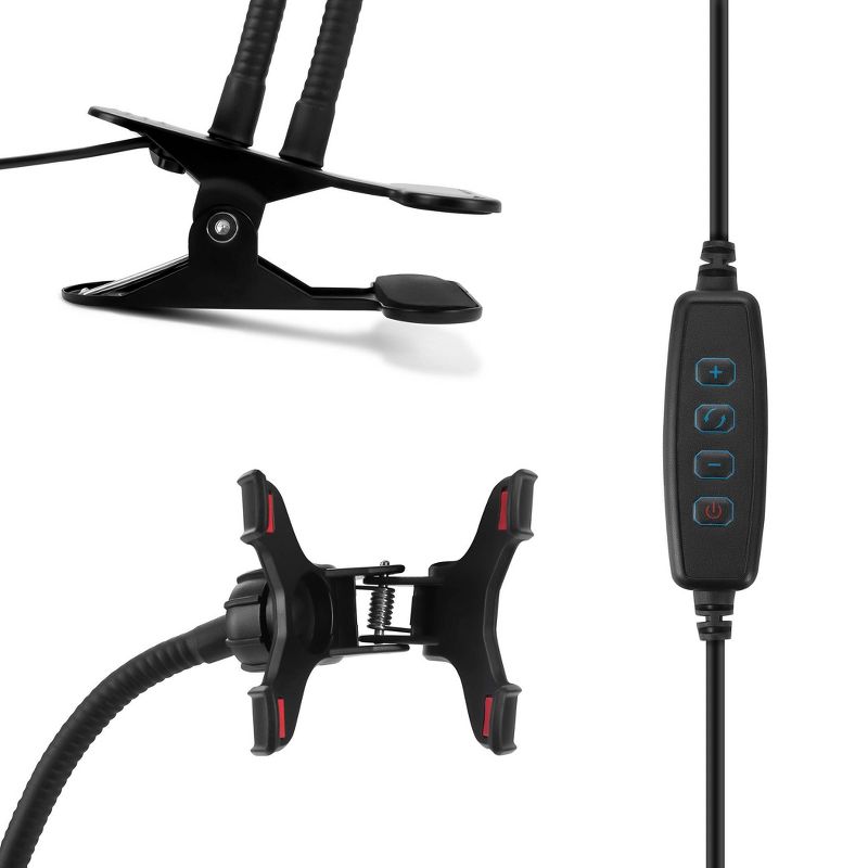 Pink Sky 2 in 1 Mobile Phone Stand with Selfie Light - Black