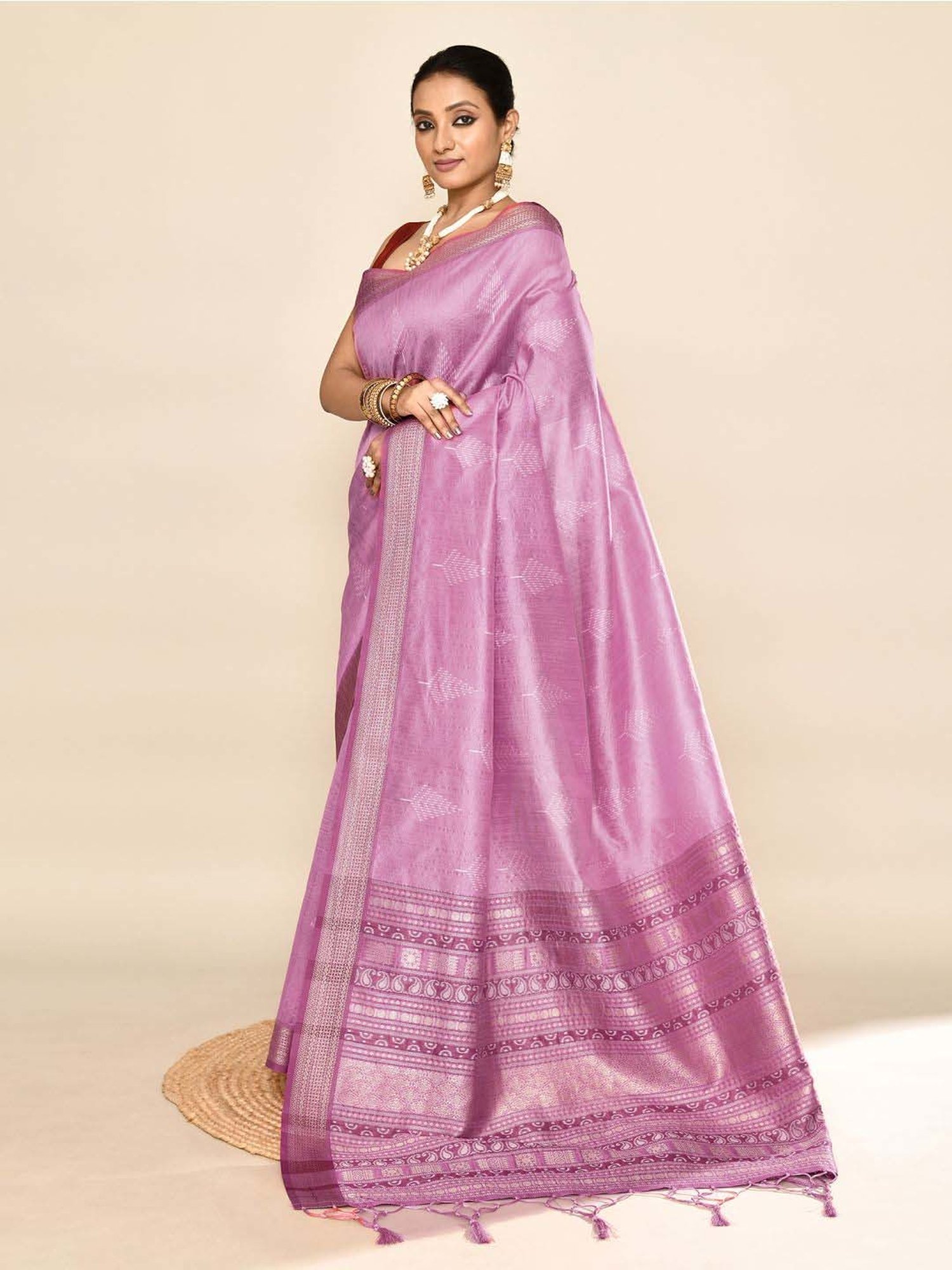 Elora Purple Silk Woven Saree With Unstitched Blouse