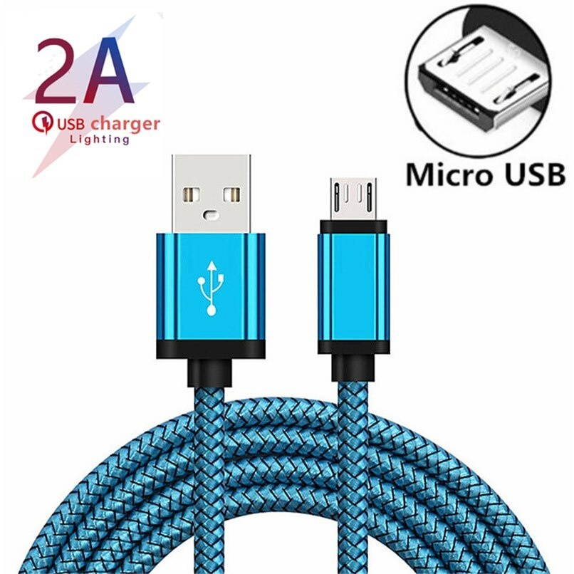 Micro Cable 2A Fast Charging Nylon Sync Data Mobile Phone Adapter Charger Cable For Samsung Sony HTC LG Android Cables