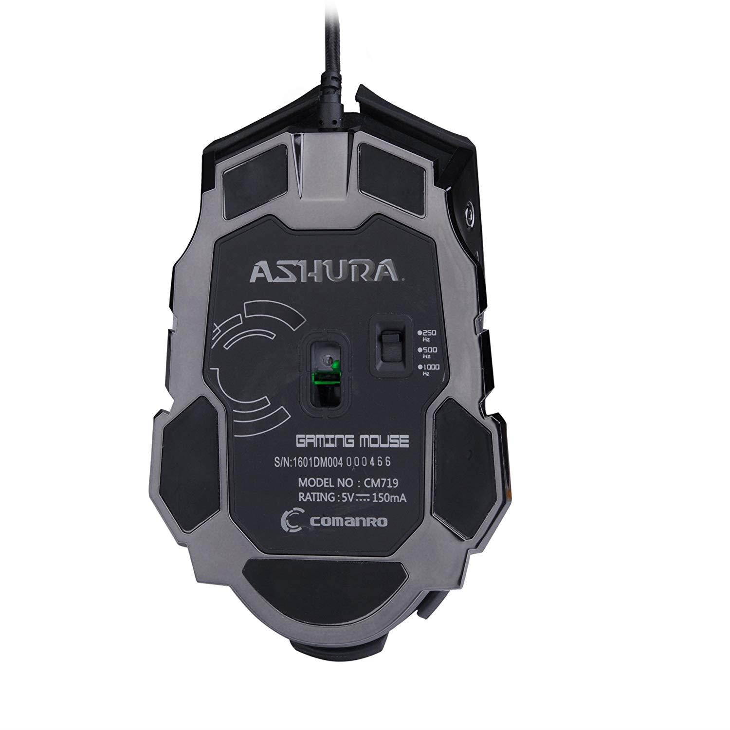 Comanro DM004 LED Rainbow Breathing Color 6 Buttons USB Wired Gaming Mouse for Pro Gamers with Micro Switch(DPI 500/1500/2000/3500)