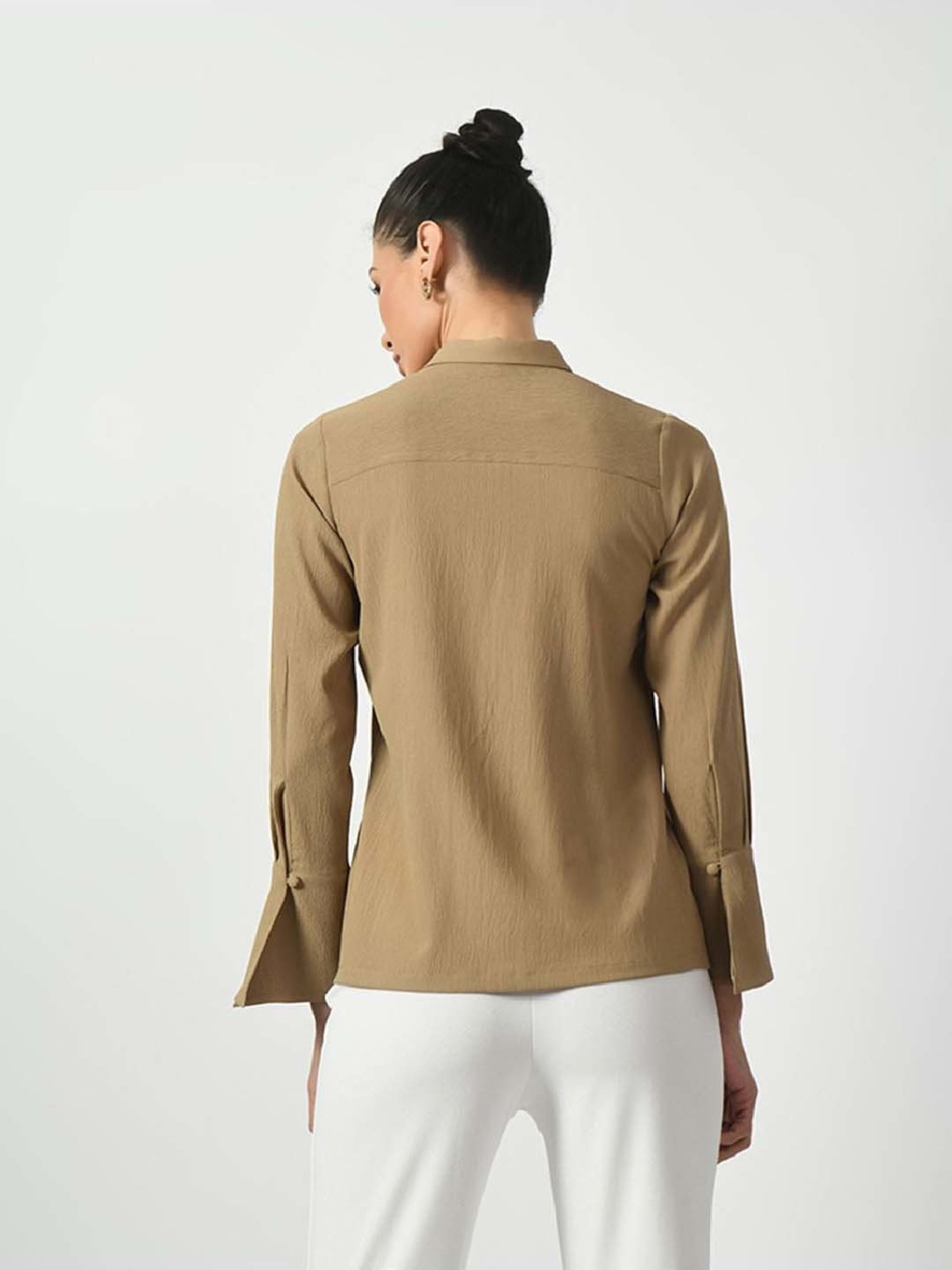 Office & You Beige Plain Shirt