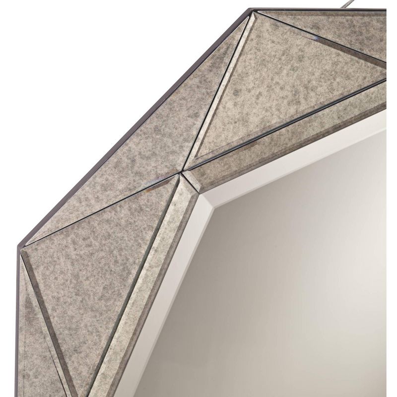 Possini Euro Design Possini Euro Dana 31 1/2" Round Octagon Antiqued Gray Wall Mirror