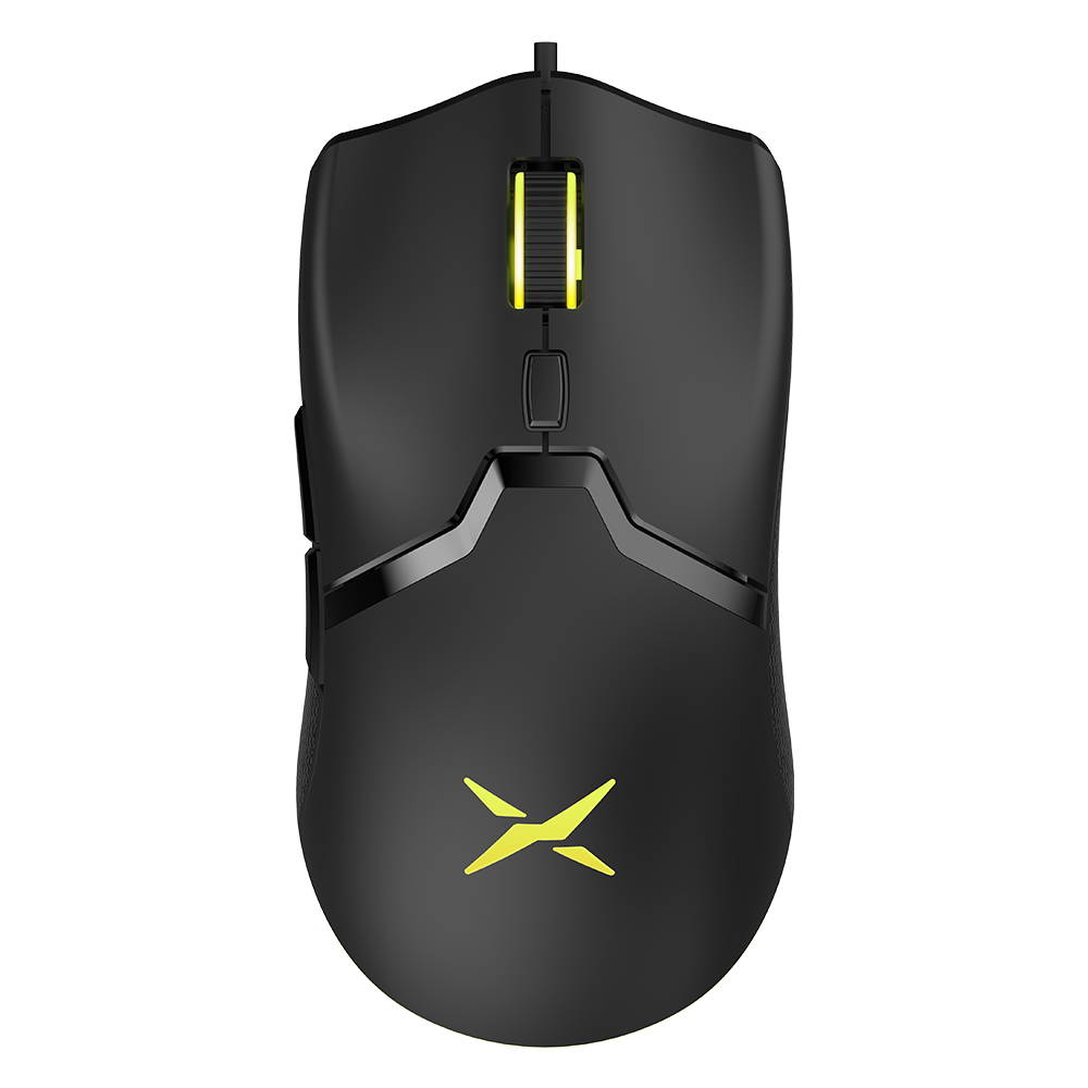 DELUX 58G(2.05 OZ) Wired Lightweight Gaming Mouse, with PAW3327 12400DPI, Ultralight Weave Cable, 6 Programmable Buttons and RGB Light, Ambidextrous Mice for Claw and Finger Grip(M800BU(3327)(Black))