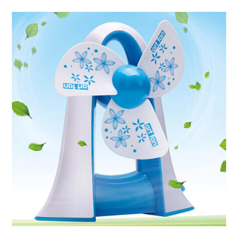USB 1200mA Rechargeable Silent Penguin Portable Fan   Blue