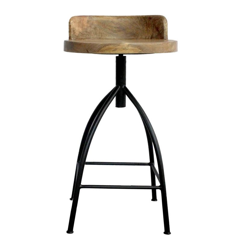 Industrial Style Adjustable Swivel Counter Height Barstool with Backrest Brown/Black - The Urban Port