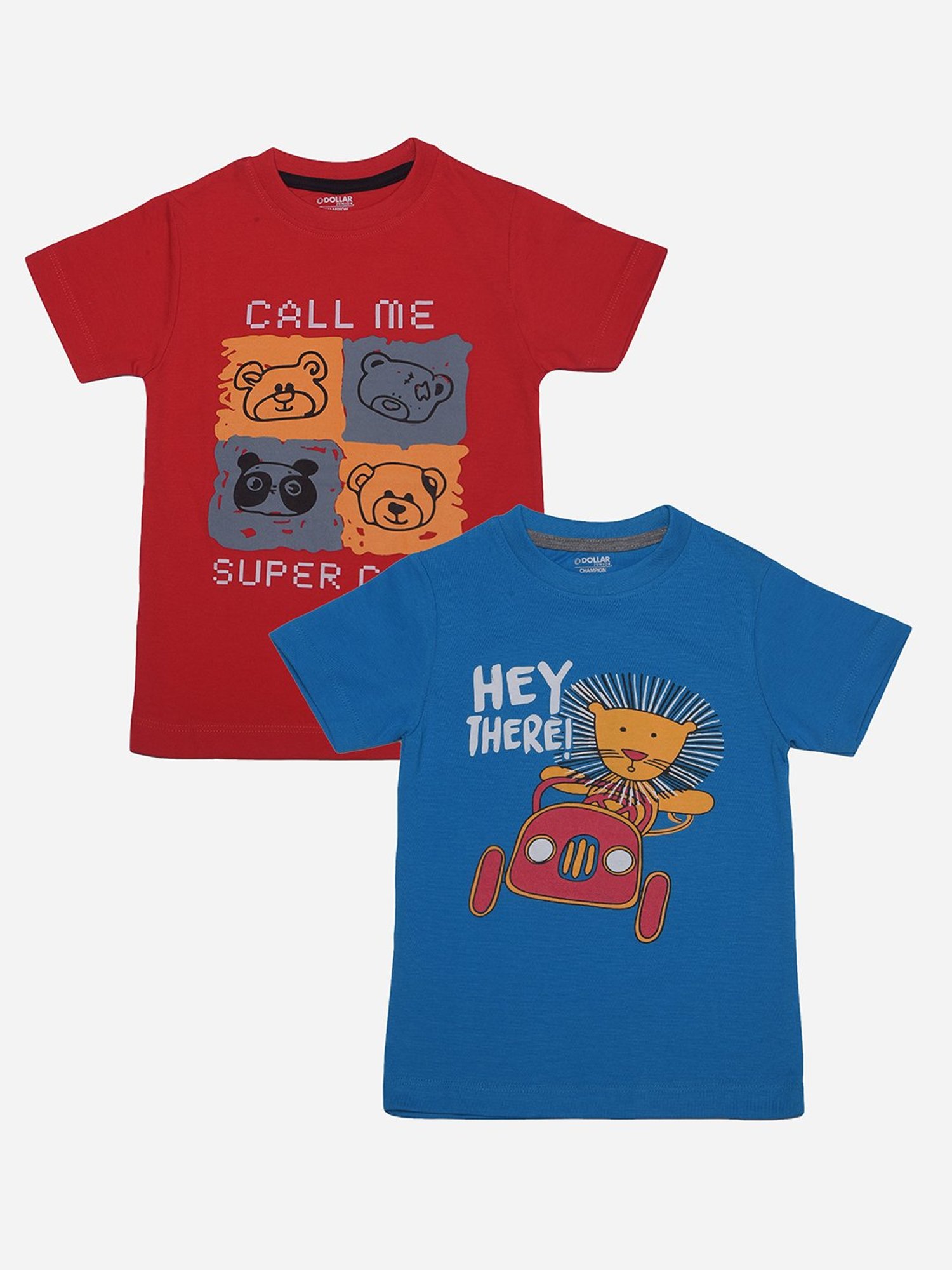 Dollar Boys Red & Blue Printed T-Shirt (Pack Of 2)