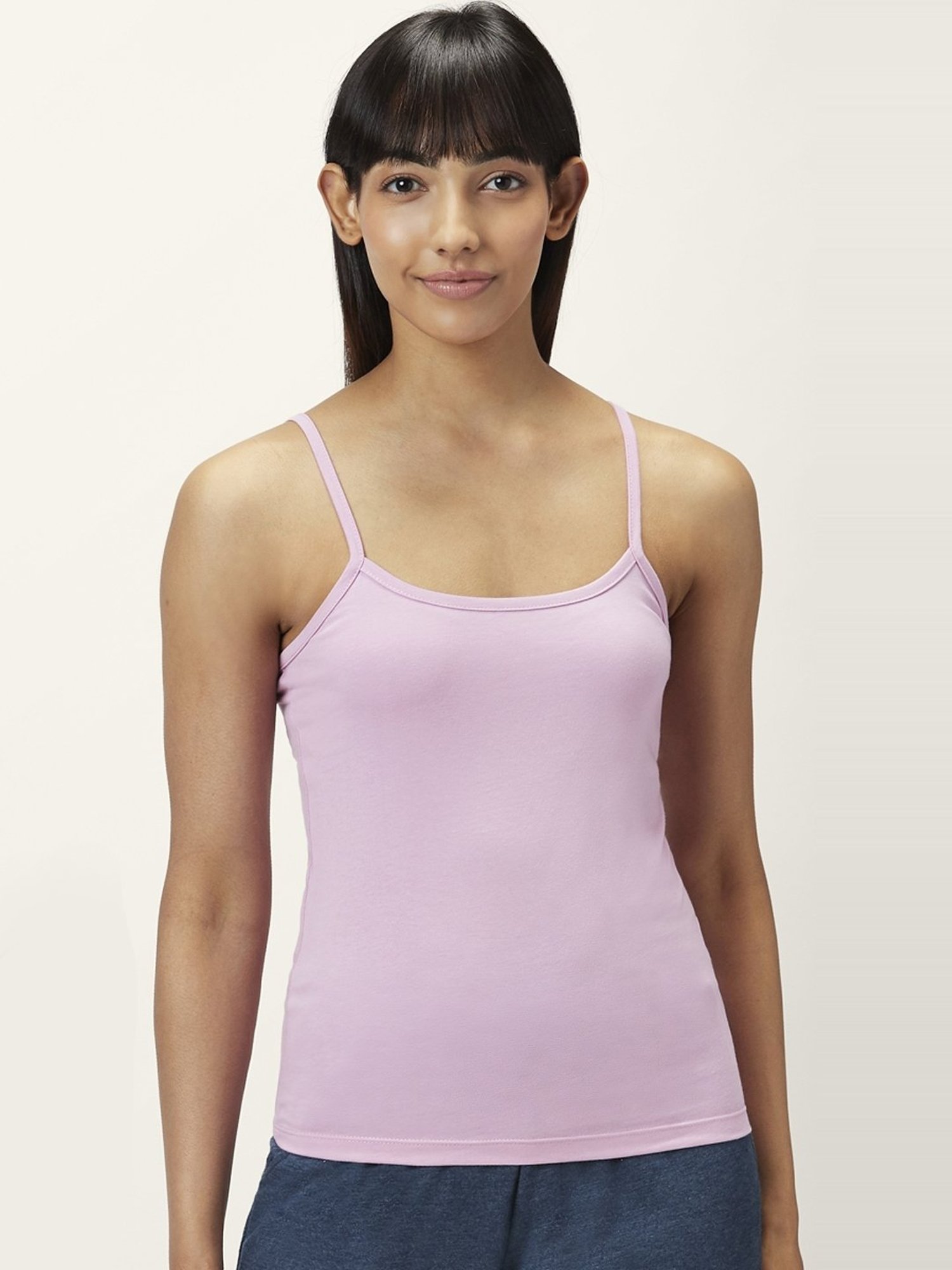 Dreamz by Pantaloons Lilac & Beige Cotton Camisoles - Pack Of 2