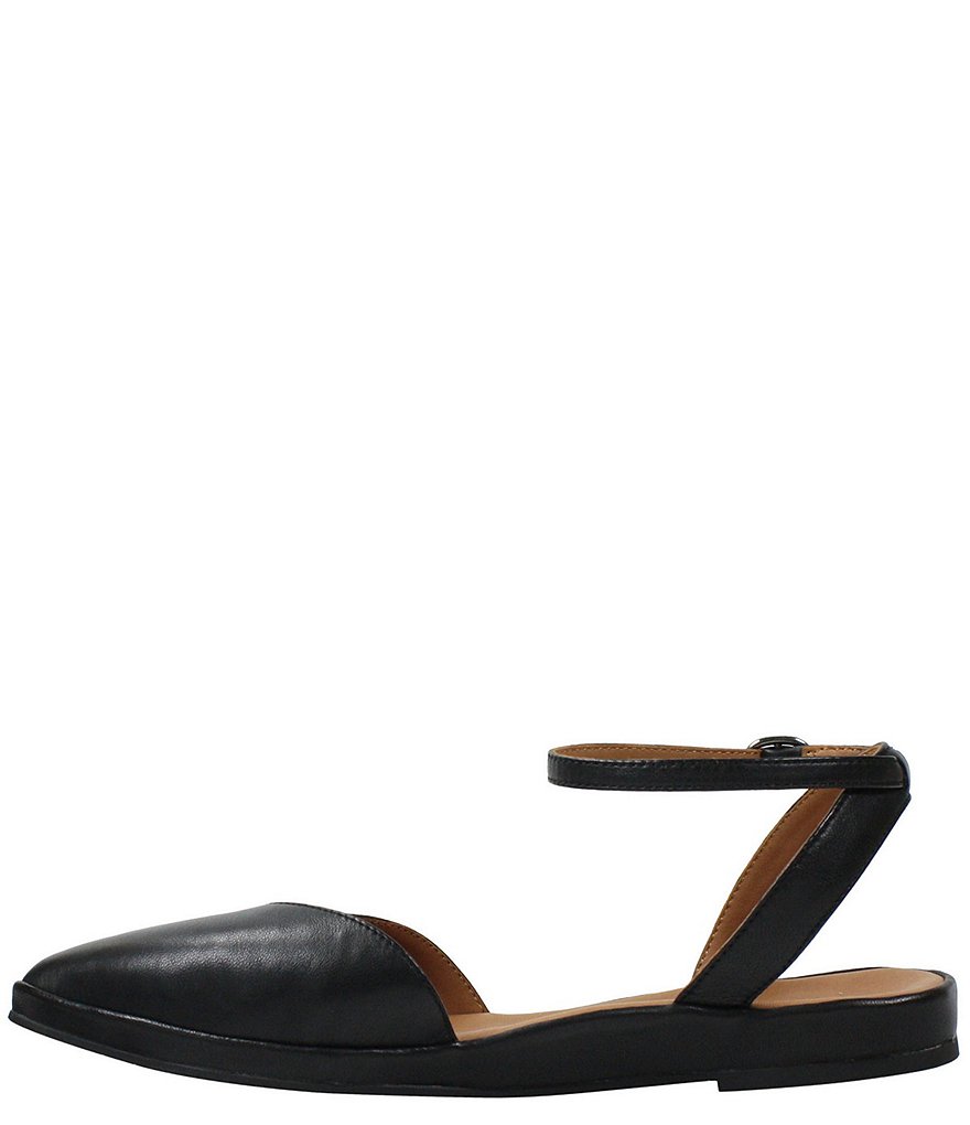 L'Amour Des Pieds Moona Leather Ankle Strap Flats