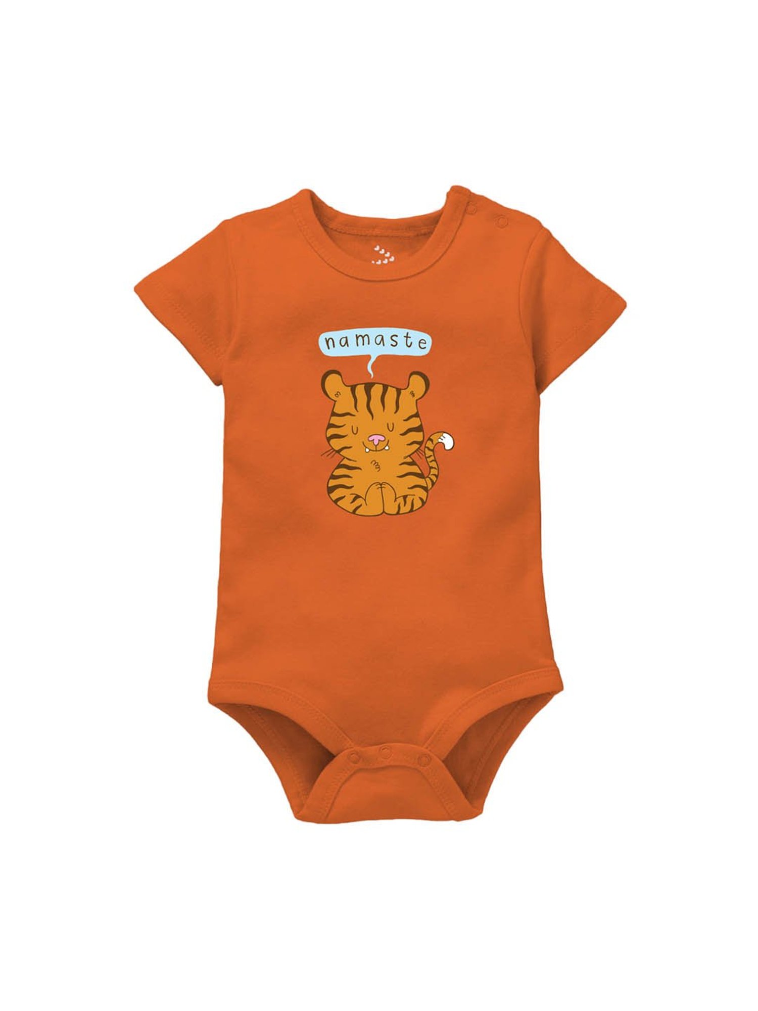 Zeezeezoo Kids Orange Namaste- Tiger Printed Onesie