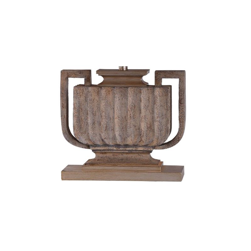 Wembley Ribbed Urn Table Lamp with Tapered Rectangle Shade Brown - StyleCraft