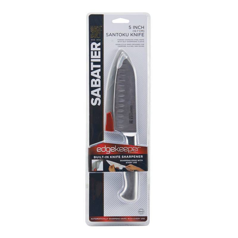 Sabatier Stainless Steel Edgekeeper 5" Santoku Knife with Sleeve