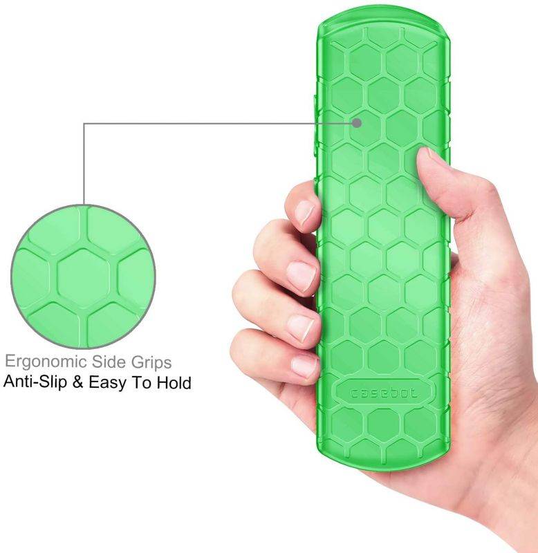 Fintie Protective Case for Roku Steaming Stick 3600R, TCL Roku TV RC280 Remote - CaseBot (Honey Comb Series) Light Weight (Anti Slip) Shock Proof Silicone Remote Controller Cover, Green Glow