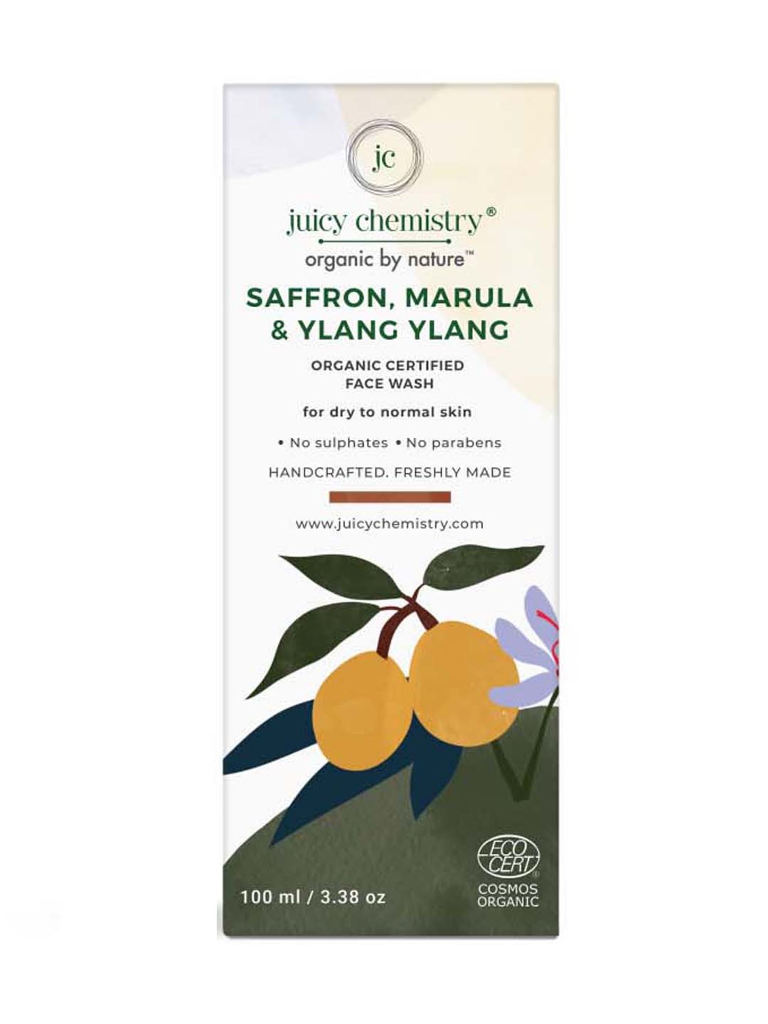 Juicy Chemistry Organic Saffron Marula & Ylang Ylang Face Wash - 100 ml