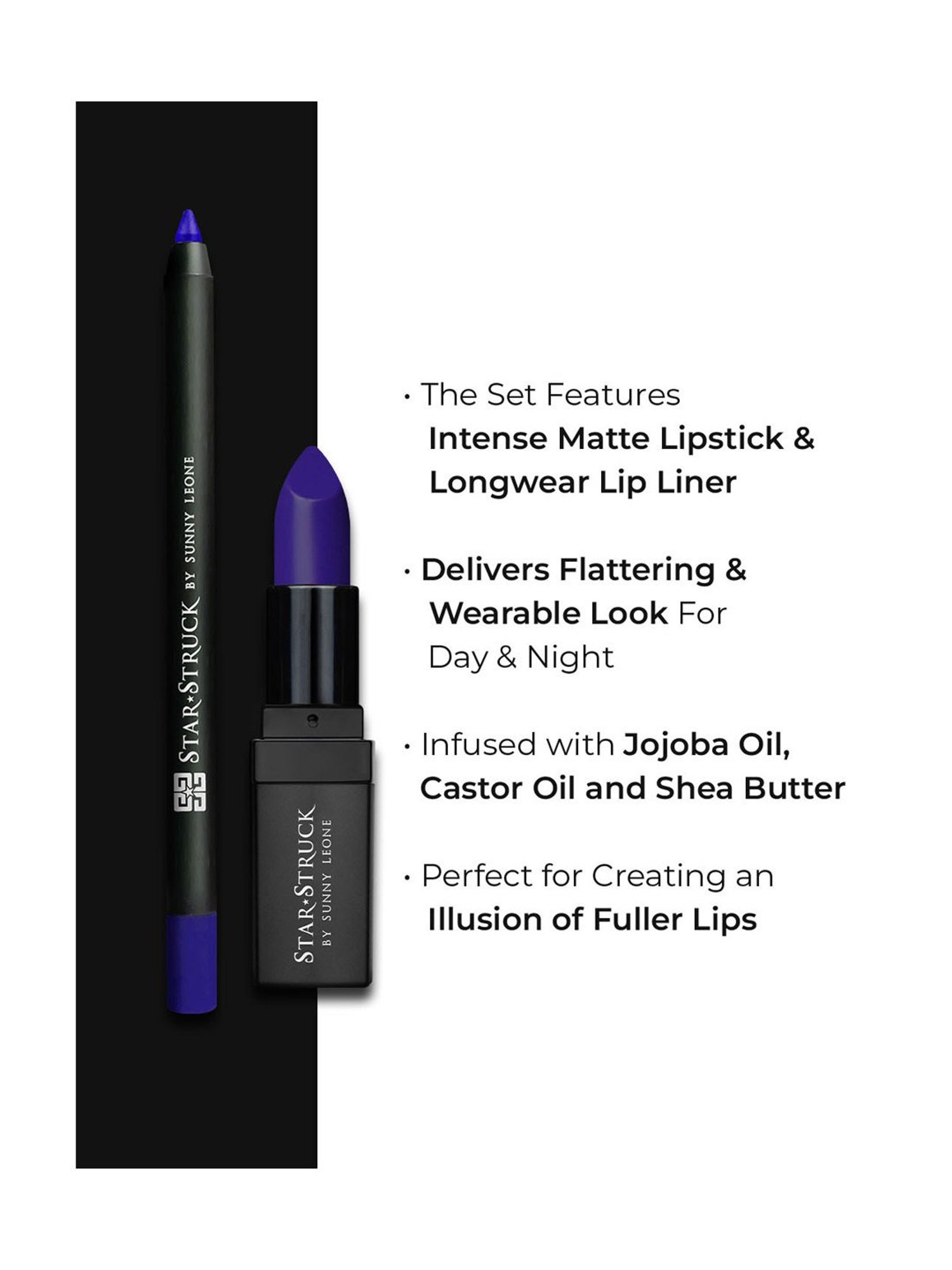 StarStruck By Sunny Leone Lipstick+Liner Lip Kit Sapphire - Pack of 2