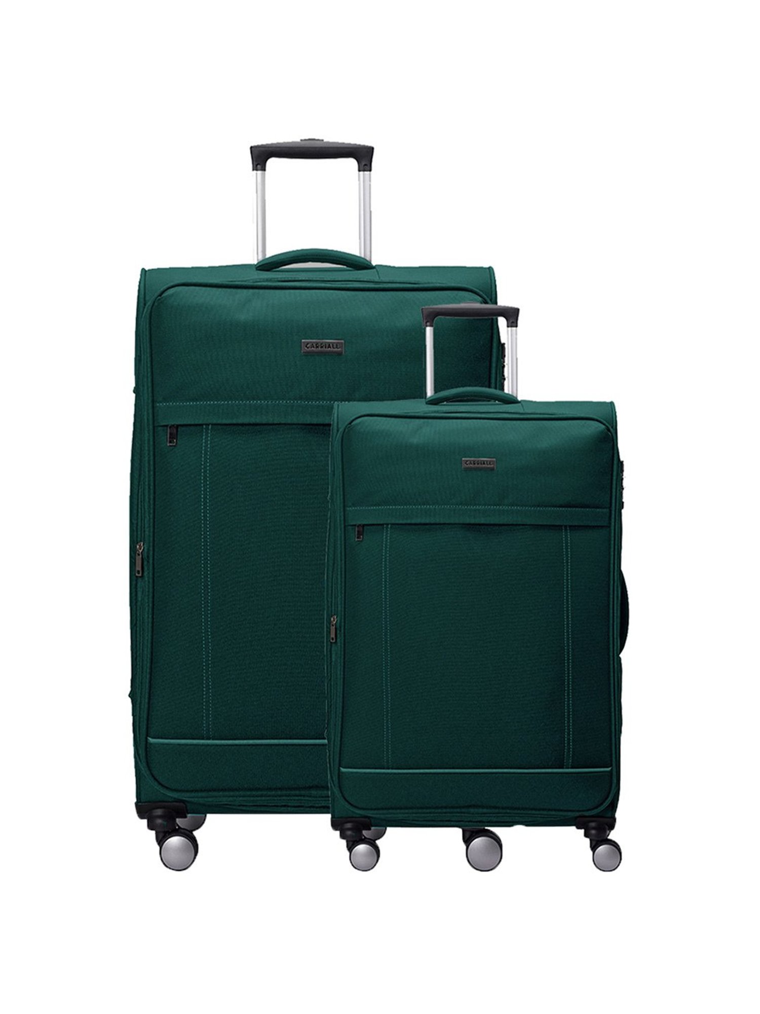 Carriall Green 4 Wheel Medium Soft Cabin Trolley Pack of 2 - 68 cm