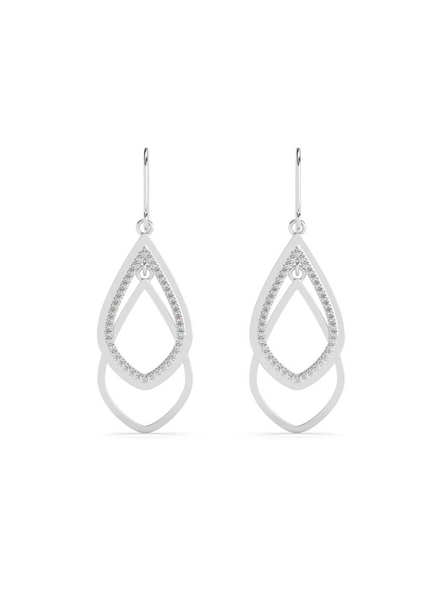 Clara 925 Sterling Silver Platinum Plated Swiss Zirconia Zita Leafy Drop Earrings Gift for Women