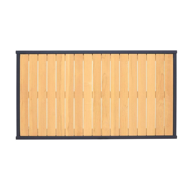 Palau Outdoor Coffee Table in Dark Gray with Natural Teak Wood Top - Armen Living