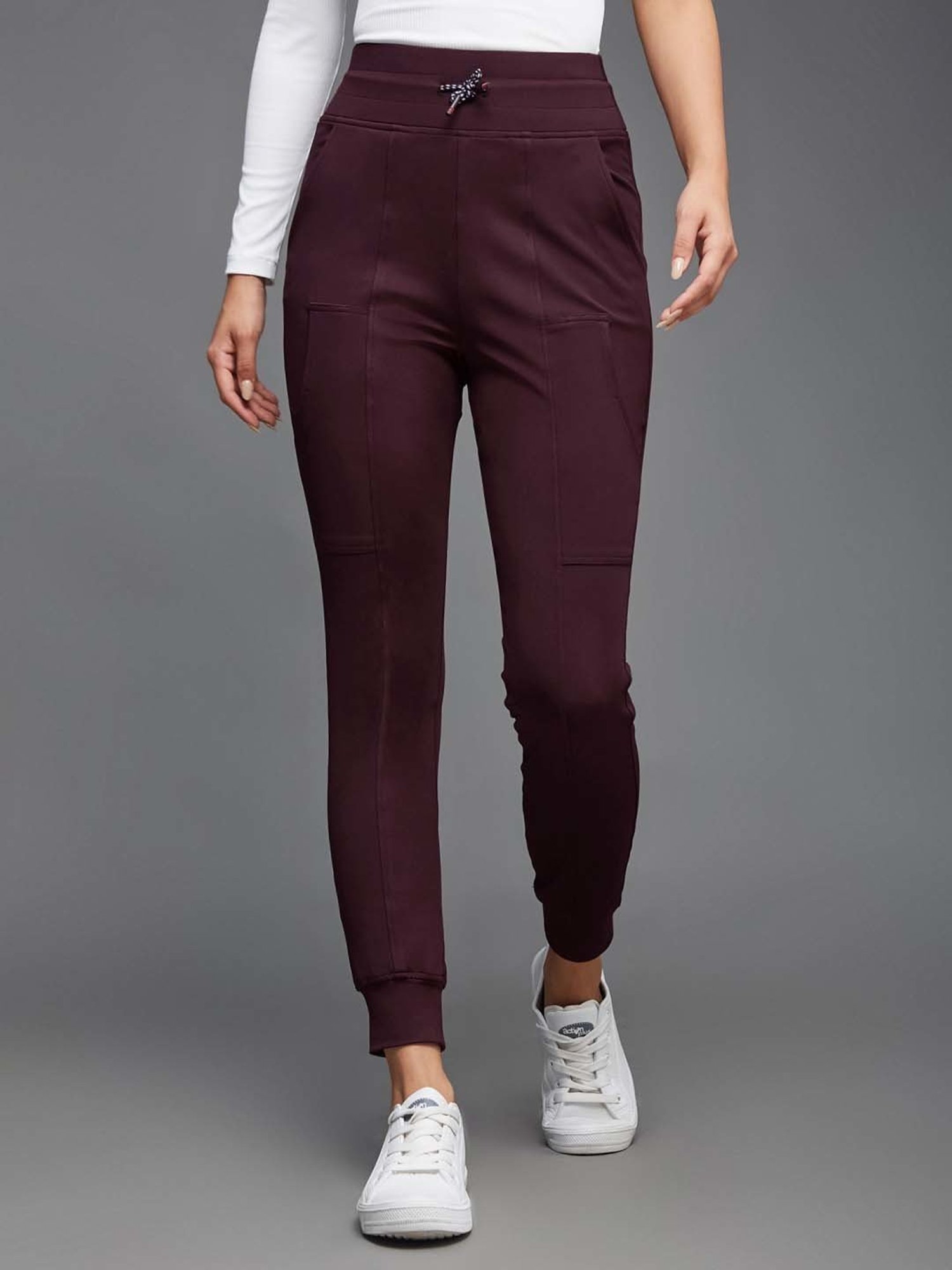 Miss Chase Maroon Mid Rise Joggers