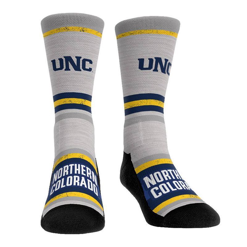 NCAA Northern Colorado Bears Adult Cool Gray Block Crew Socks - L/XL