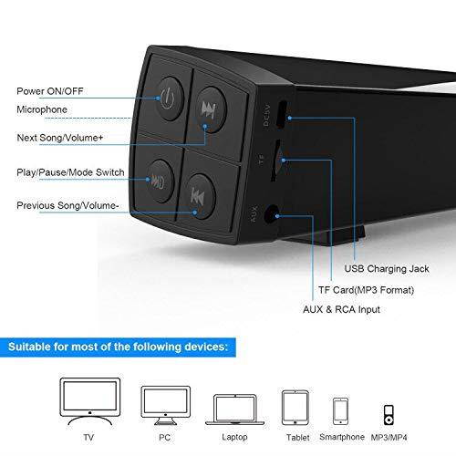 Computer Speakers, Wired & Wireless PC Sound bar, Stereo USB Powered Rechargeable Mini Desktop Sound Bar for Laptop, Monitor Speakers for Gaming/Ipad/Tablet/Cellphones