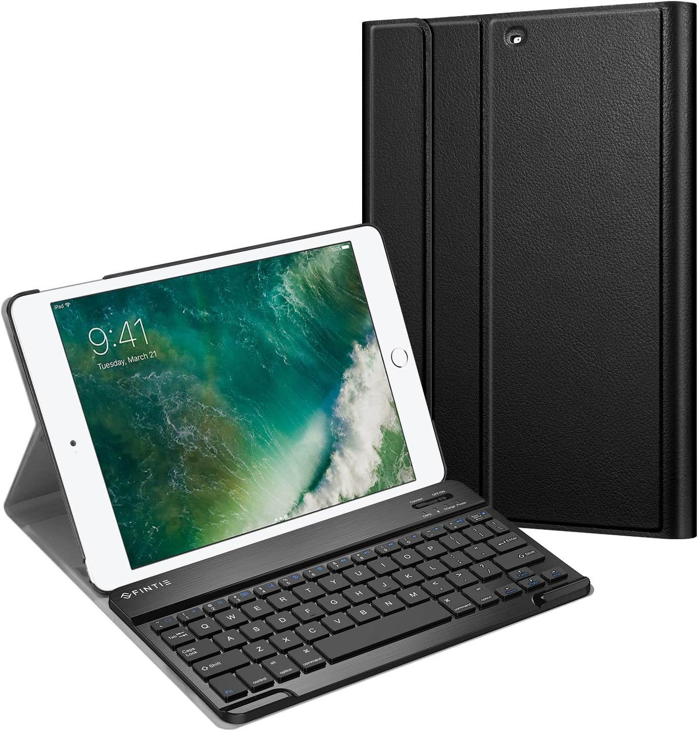 Fintie Keyboard Case for iPad 9.7 2018/2017 / iPad Air 2 / iPad Air - Slim Shell Stand Cover w/Magnetically Detachable Wireless Bluetooth Keyboard for iPad 6th / 5th Gen, Black