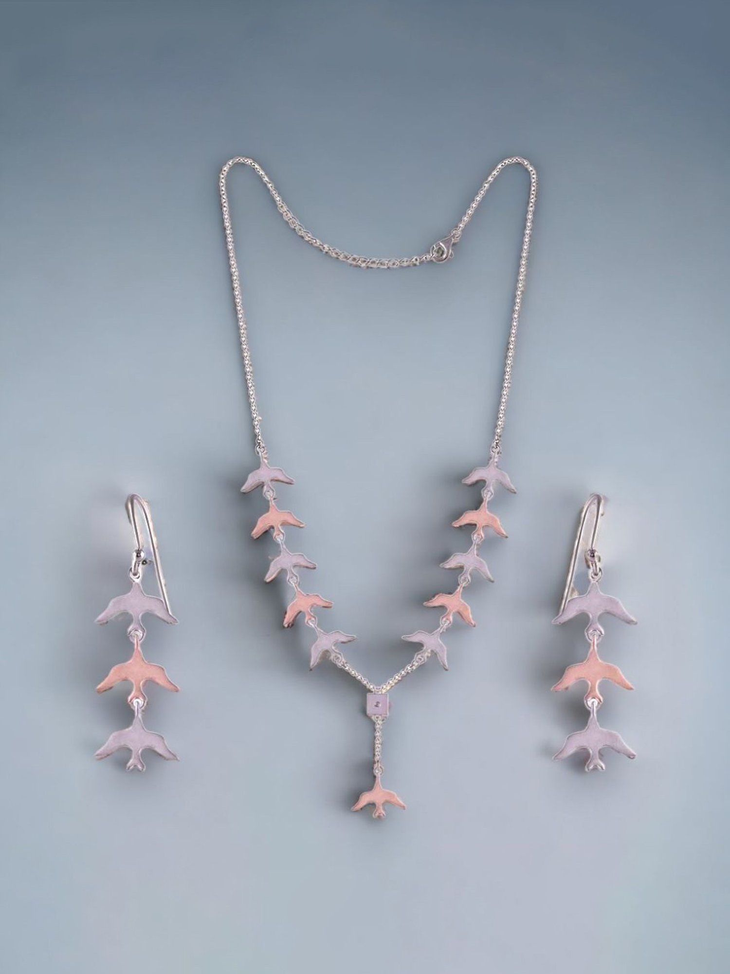 Rihi by P.C. Chandra Jewellers 925 Silver Birds Necklace with Earring Set for Women & Girls