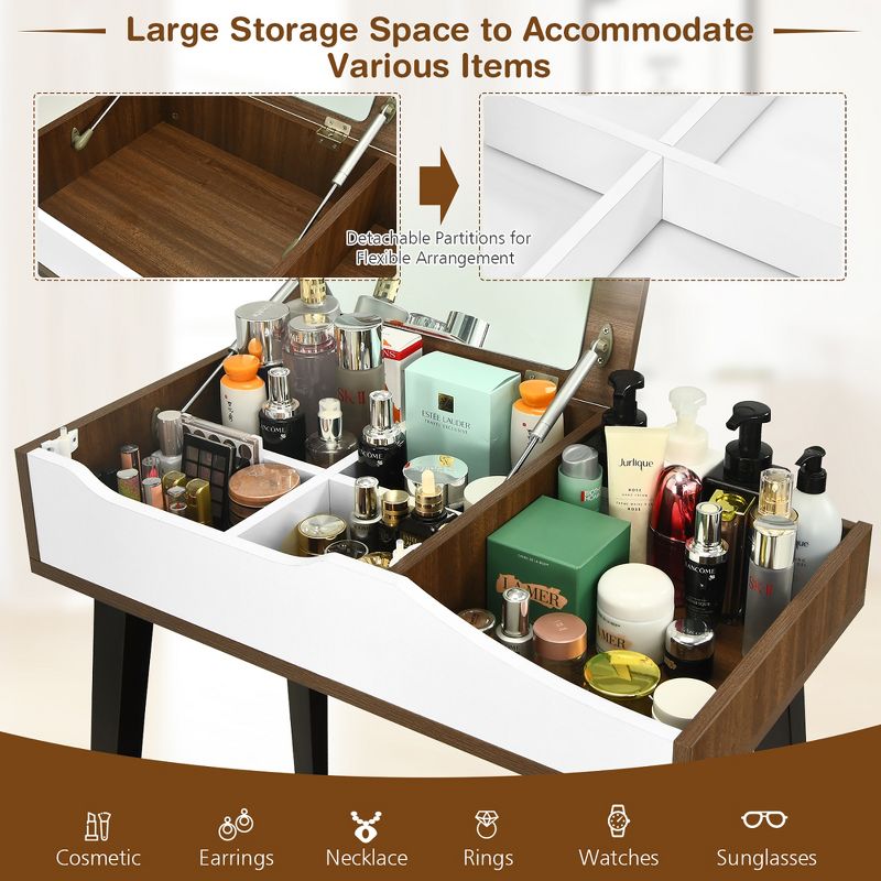 Costway Vanity Table Set with Flip Top Mirror Dressing Makeup Study Padded Stool