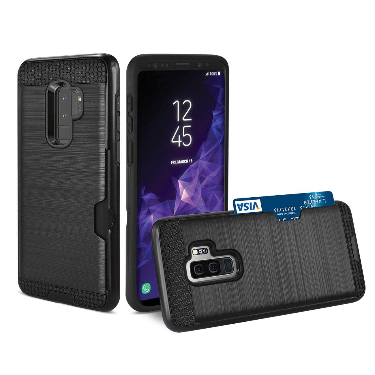 Reiko Samsung Galaxy S9 Plus Hybrid Case With Card Holder In Black