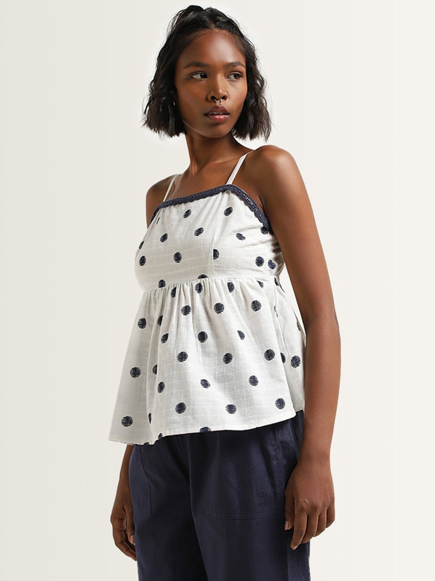 Bombay Paisley by Westside White Printed Crochet Top