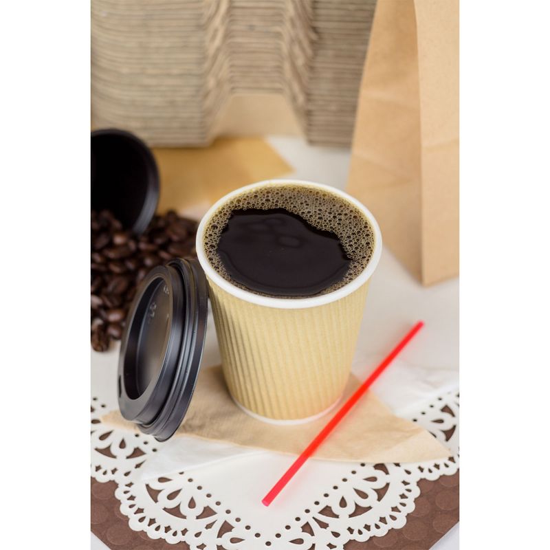 Karat 8 Ounce Ripple Grip Sturdy Insulated To Go High Quality Recyclable Paper Hot Cups for Coffee, Tea, and Hot Chocolate, Beige (500 Pack)