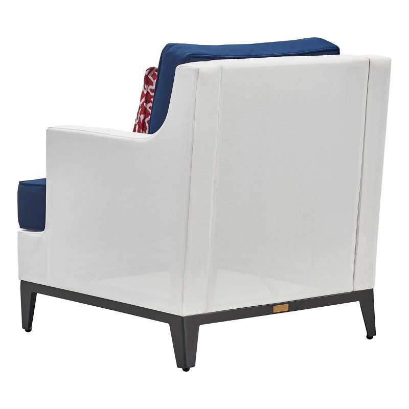 Hampton Outdoor Mesh Chair with Cushions - White & Navy - Finch