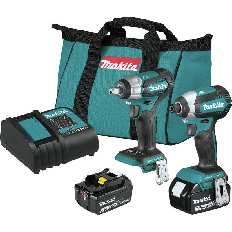 Makita XT284SX1 18V LXT Lithium-Ion Brushless Cordless Impact Driver / Impact Wrench Combo Kit (3 Ah)