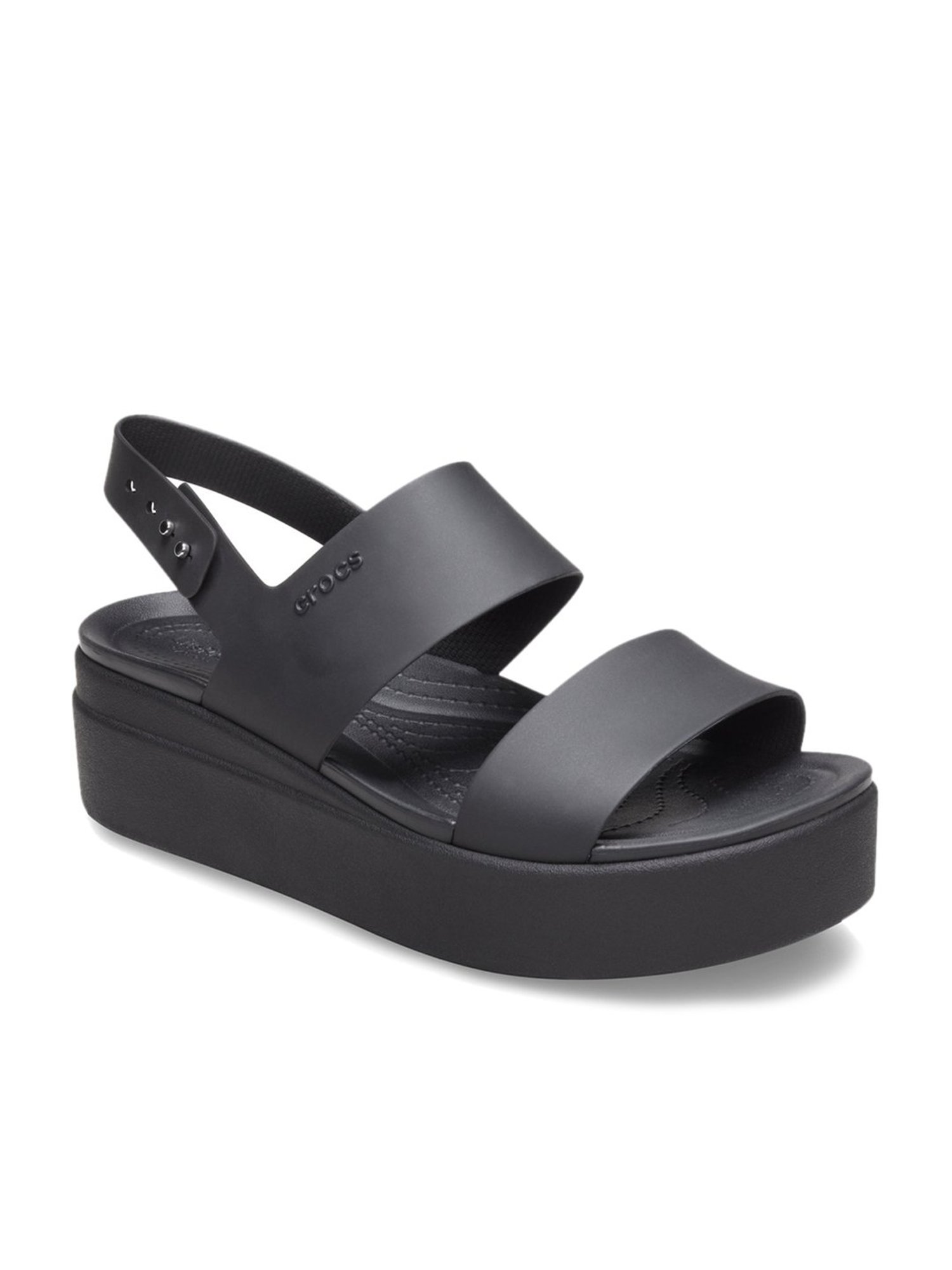 Crocs Brooklyn Black Back Strap Wedges