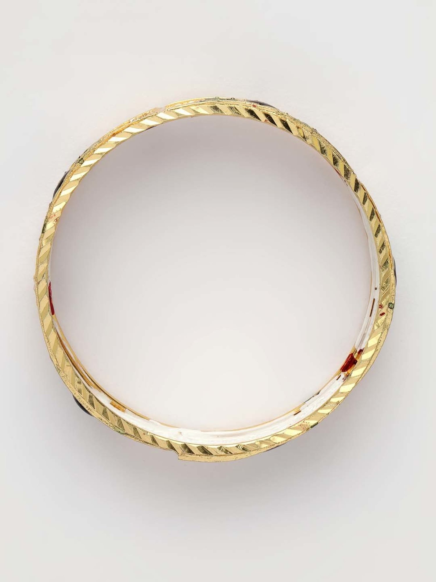 NVR Women Set of 2 Gold-Plated Peacock Design Meenakari Handcrafted Bangles