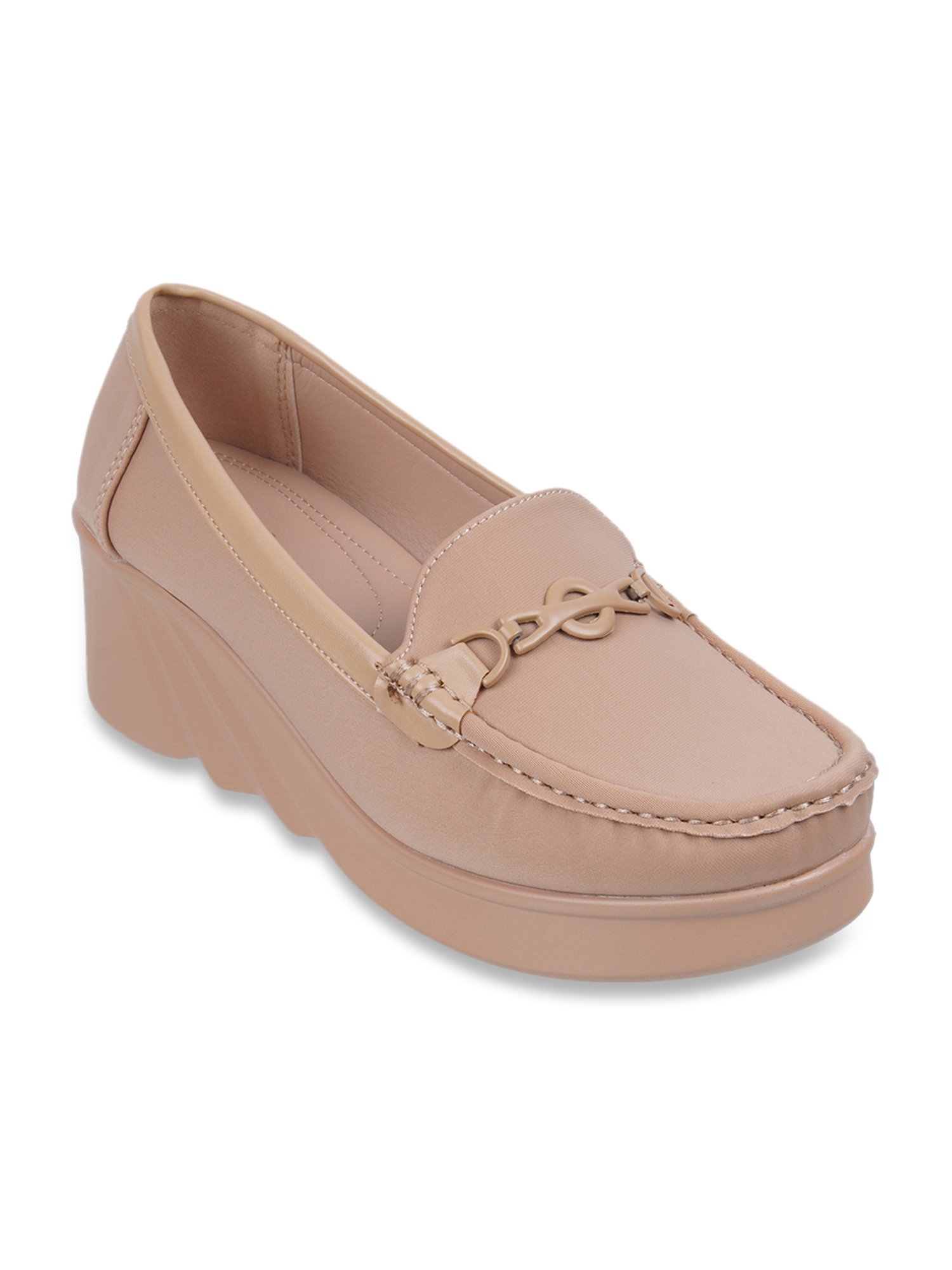 Mochi Women's Nude Pink Wedge Pumps