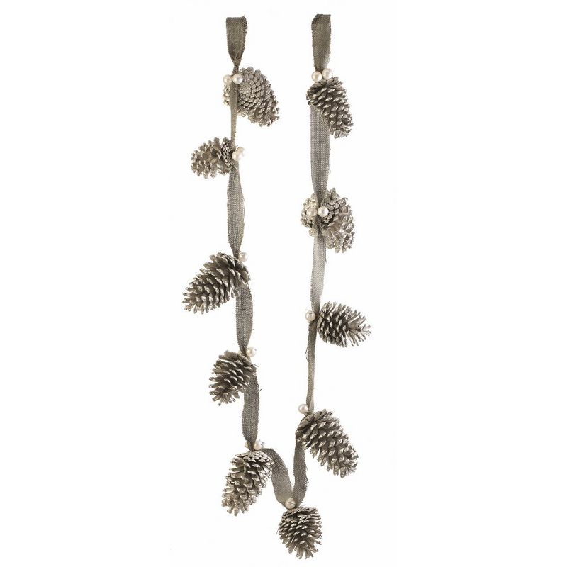 Napa Home and Garden 6' x 6" Unlit Pine Cone, Pearl and Burlap Artificial Christmas Garland