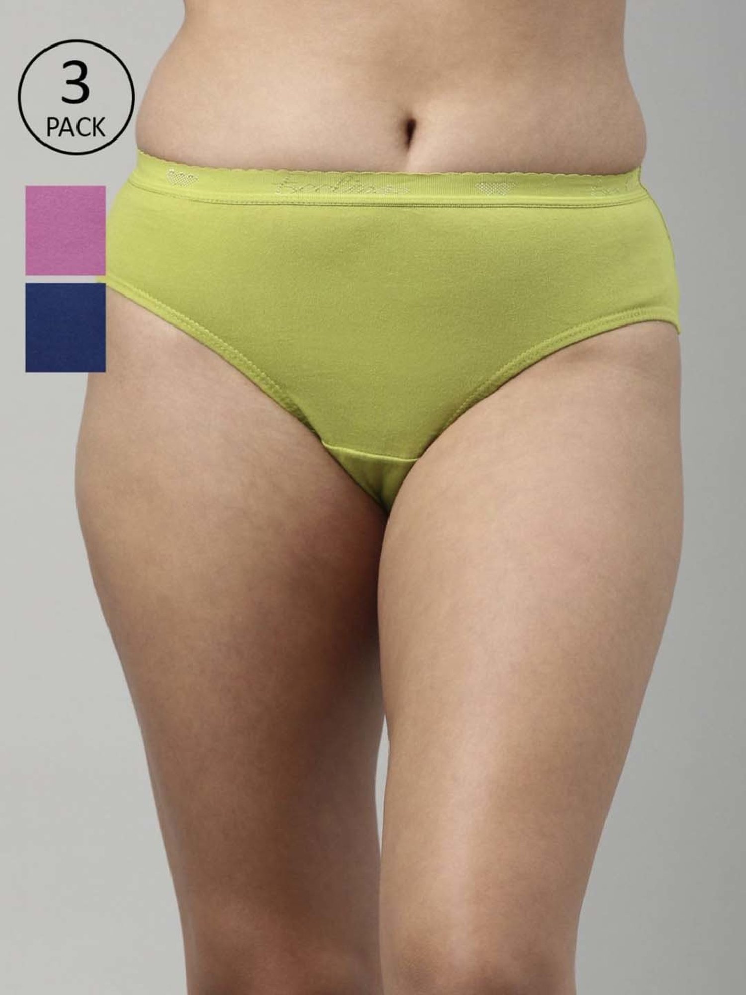 FEELINGS Blue & Pink Cotton Plain Hipster Panties - Pack of 3