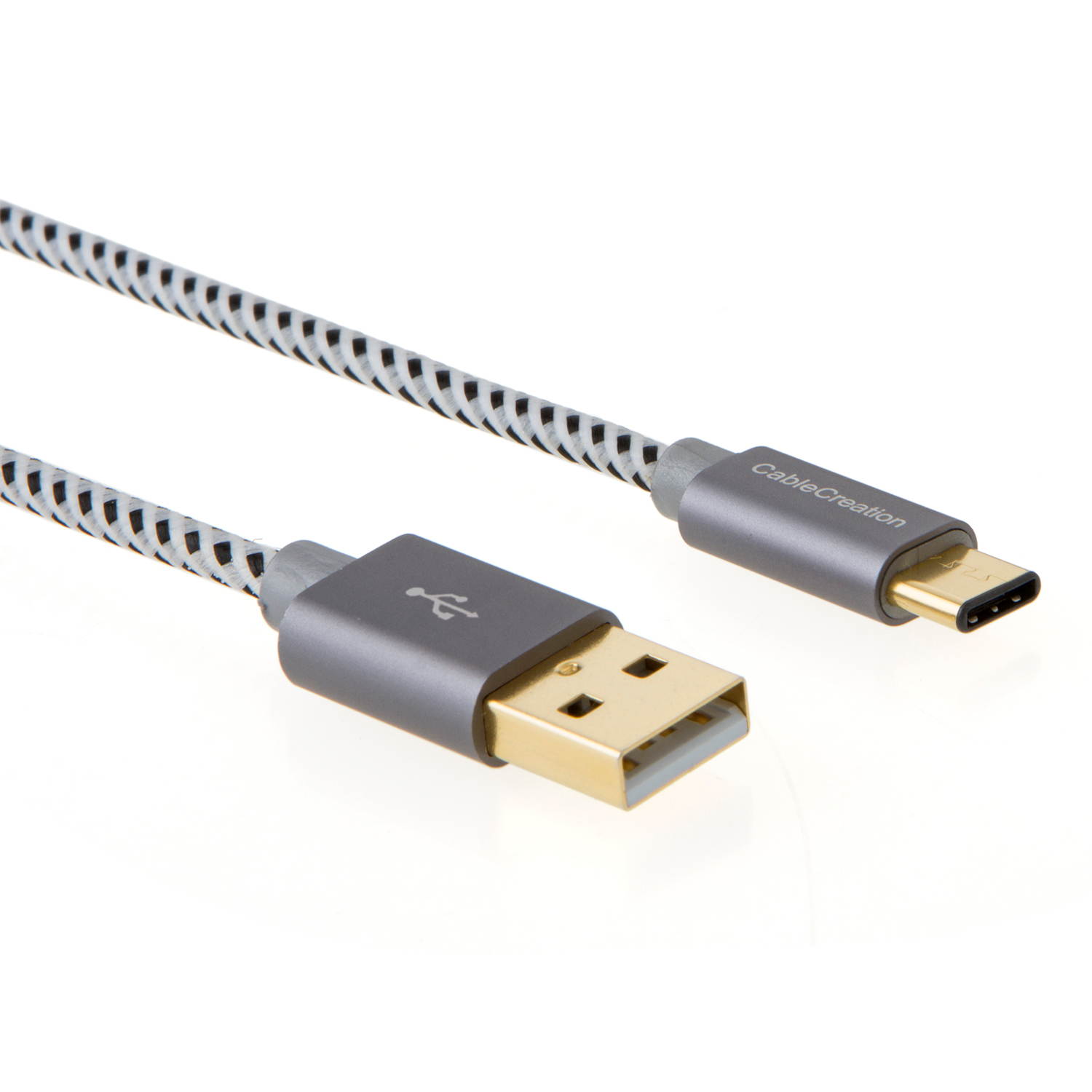 USB Type C Cable,CableCreation 1.6ft Braided Type C (USB-C) to standard USB A Cable for Nexus 6P,OnePlus,Nexus 5X ,the New Macbook 12 inches & More, Gray[New Version 56K Ohm Resistance]