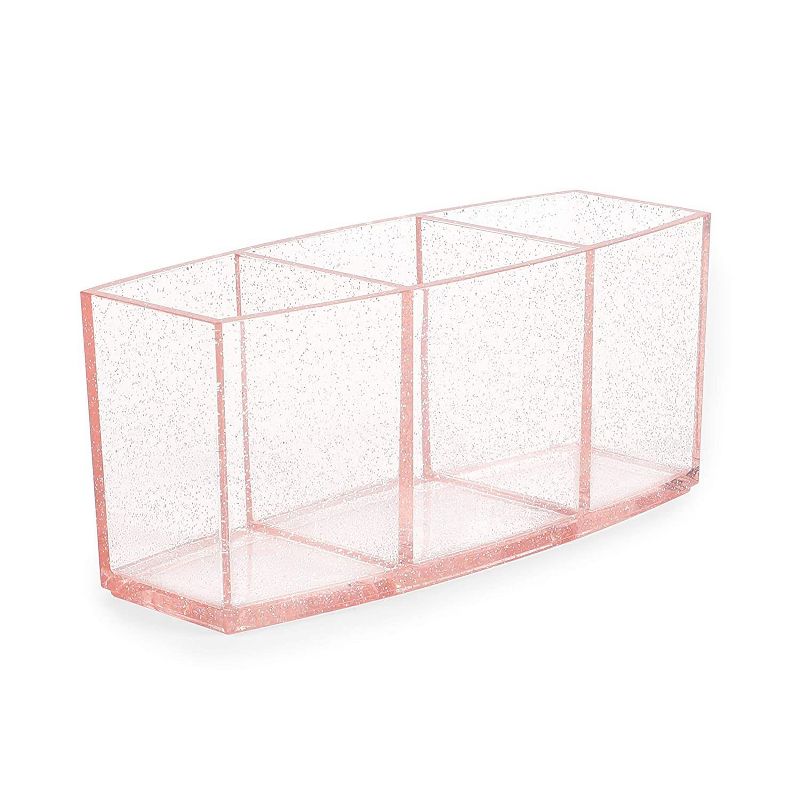 Glamlily 2 Pack Pink Glitter Makeup Brush Holder Cosmetic Organizer Storage (7.5 x 3.2 x 2.8 In)