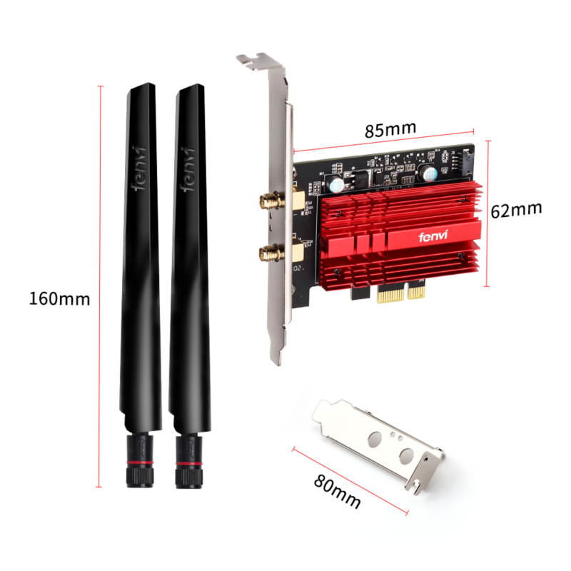 Fenvi FV-AXE3000 Wi-Fi 6E AX210 PCIe Network Card Bluetooth 5.2 Heat Sink AX 3000Mbps 802.11ax Tri-band 2.4G/5G/6G PCI-E Wireless WiFi Network Adapter Cards for Desktop PC Support Windows 10 64-bit