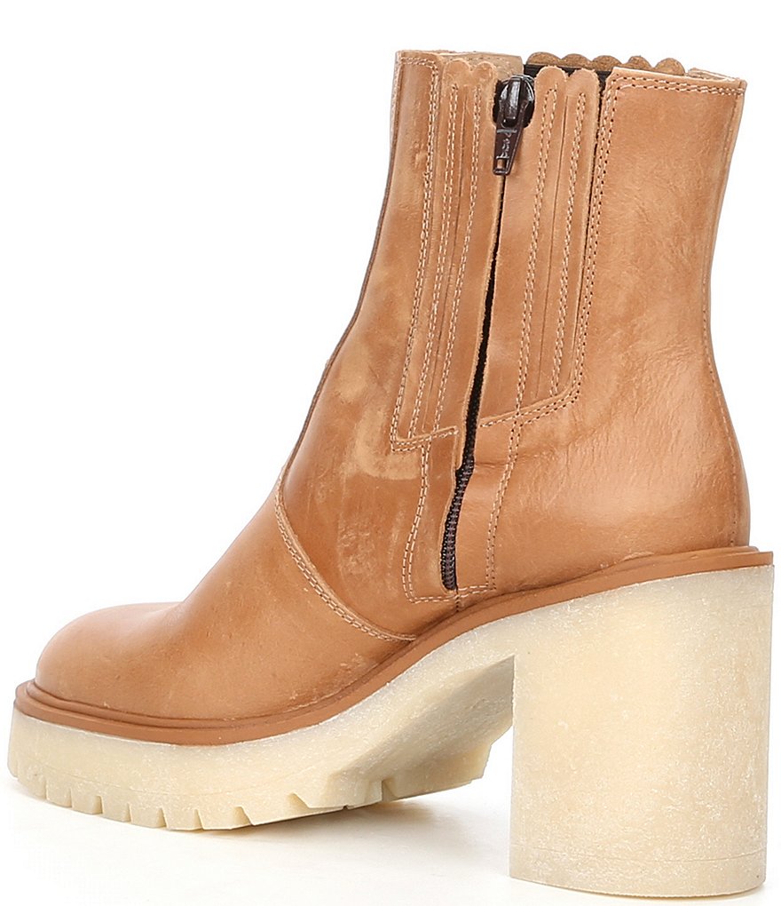 Free People James Leather Block Heel Chelsea Booties