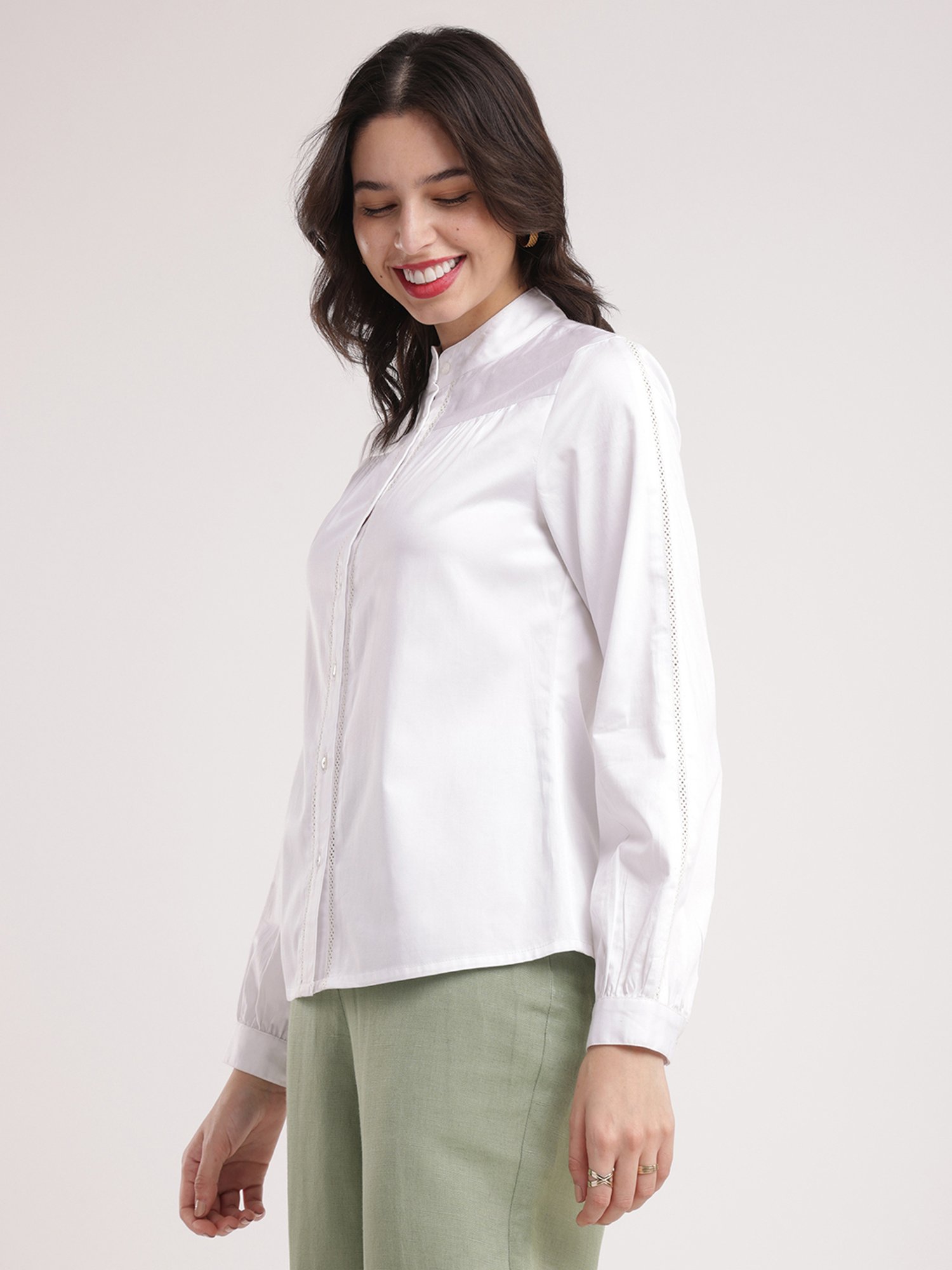 Fablestreet White Cotton Relaxed Fit Top