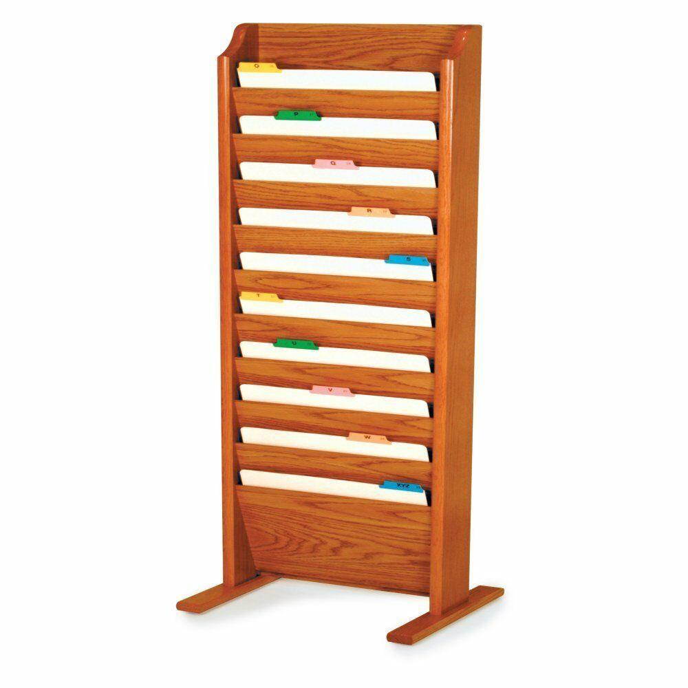 Wooden Mallet Free Standing 10 Pocket Legal Size File Holder Light Oak Ch17-Fslo