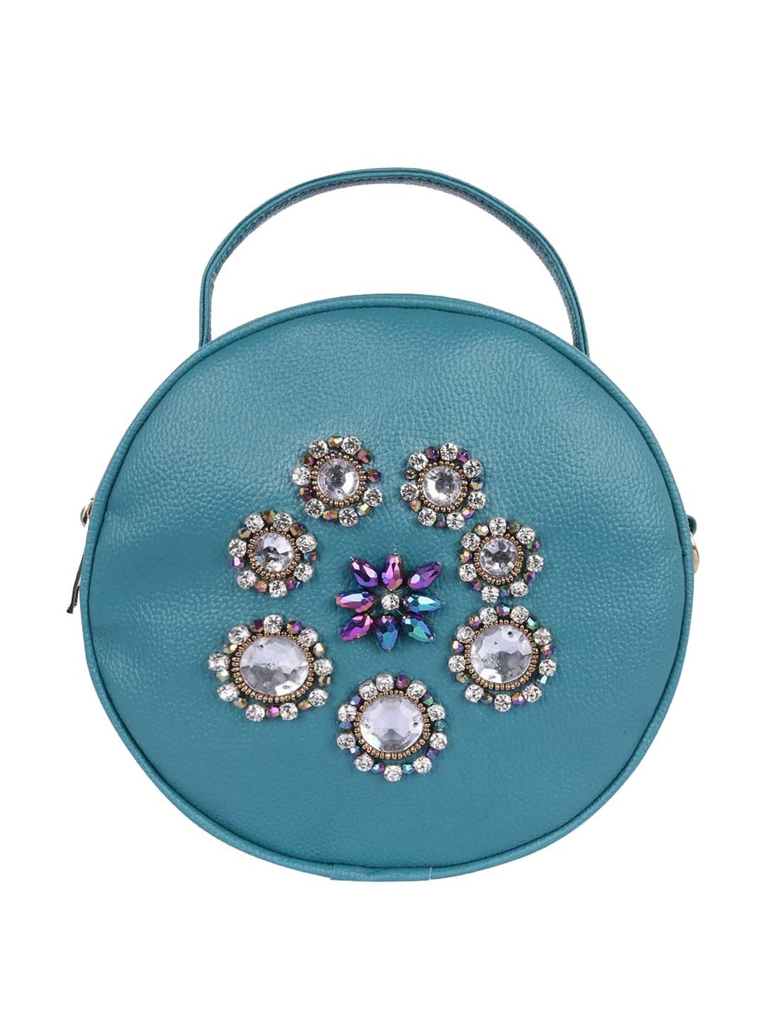 Bagsy Malone Blue Embellished Medium Sling Handbag