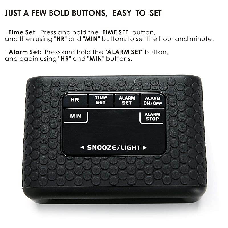 Digital Clock Kids Alarm Clocks with Snooze and Backlight Simple Travel Clocks Large LCD Display Ascending Sound and Handheld Sized Good for Kids Black