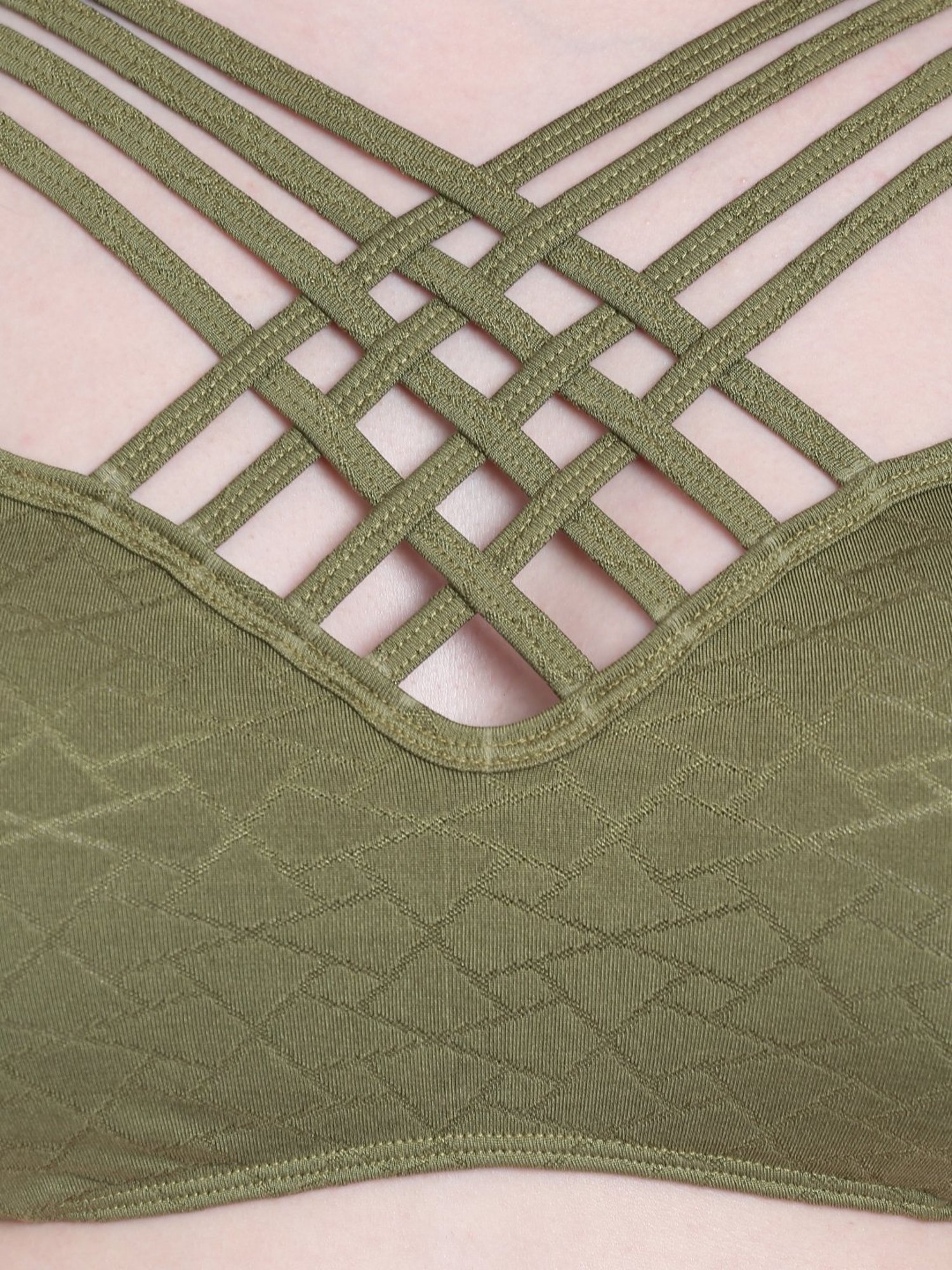 La Intimo Green Non Wired Padded Minimizer Bra