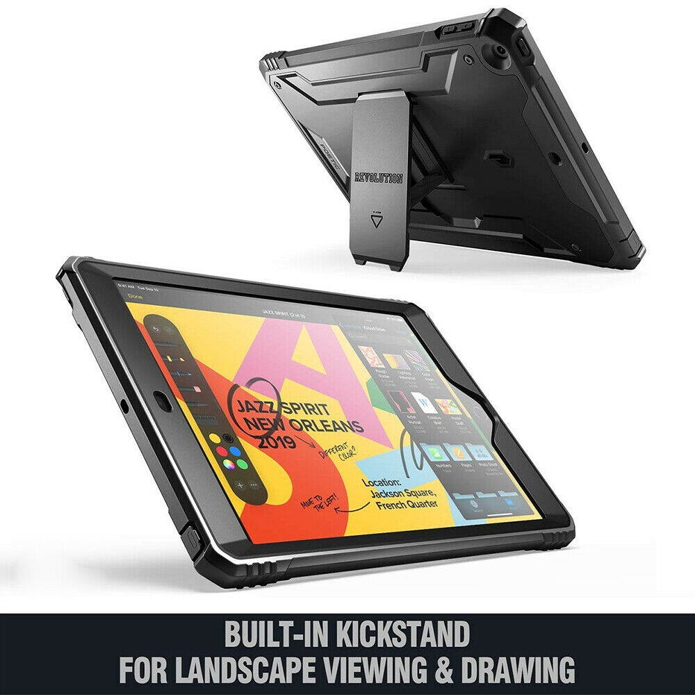 iPad 10.2-inch Tablet Case,Poetic Rugged Protective Cover w/Kick-stand Black