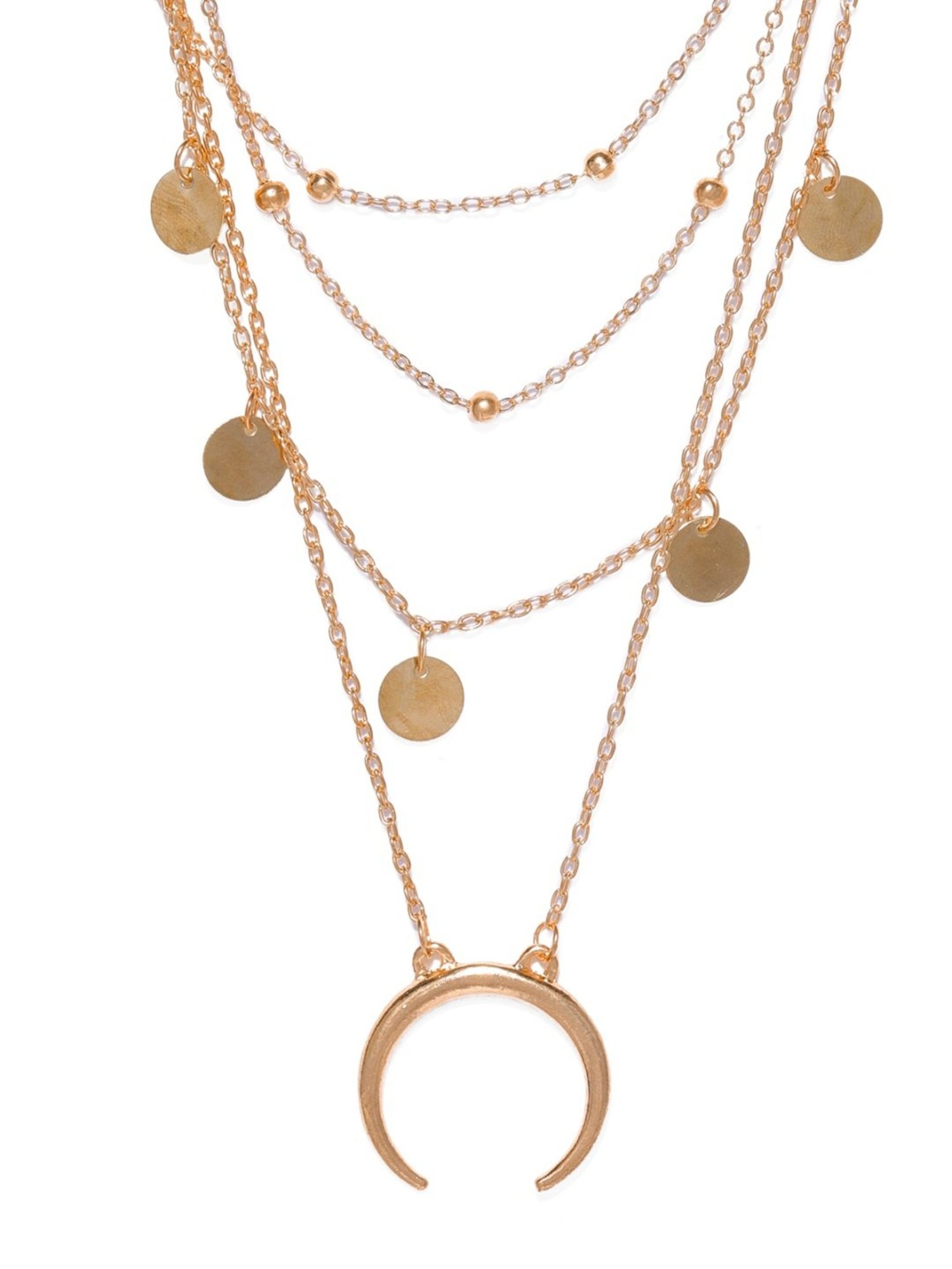 Karatcart Golden Sea Shell and Textured Disk Multicharm Multilayered Chain Women